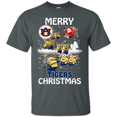 Auburn Tigers T Shirts Minions Santa Claus Merry Christmas Cotton T-Shirt - The White Eagles