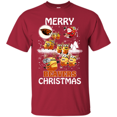 Oregon State Beavers Ugly Christmas Sweaters Minions Santa Claus Merry Christmas Cotton T-Shirt - The White Eagles