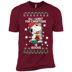 All I Want For Christmas Is Books Snoopy The Peanuts Movie Men's Sleeve Shirt - The White Eagles