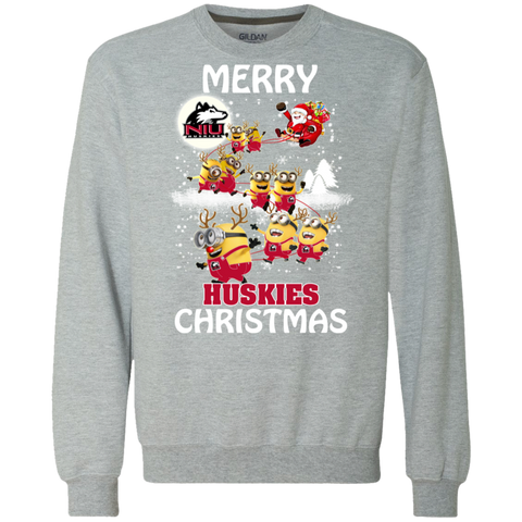 Northern Lllinois Huskies Ugly Christmas Sweaters Minions Santa Claus Merry Christmas Sweatshirt - The White Eagles