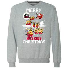 Northern Lllinois Huskies Ugly Christmas Sweaters Minions Santa Claus Merry Christmas Sweatshirt - The White Eagles