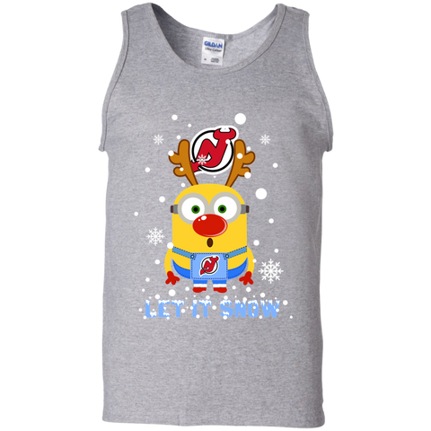 Minion New Jersey Devils Ugly Christmas Sweaters Let It Snow Tank Top - The White Eagles