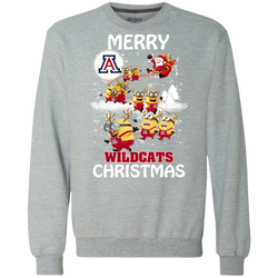 Arizona Wildcats Ugly Christmas Sweaters Minions Santa Claus Merry Christmas Sweatshirt - The White Eagles