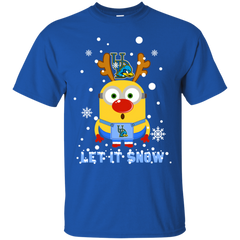 Minion Delaware Fightin_ Blue Hens Ugly Christmas Sweaters Let It Snow Cotton T-Shirt - The White Eagles