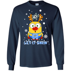 Minion Dallas Stars Ugly Christmas Sweaters Let It Snow LS Cotton T-Shirt - The White Eagles