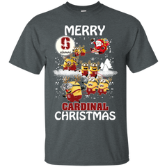Stanford Cardinal Ugly Christmas Sweaters Minions Santa Claus Merry Christmas Cotton T-Shirt - The White Eagles