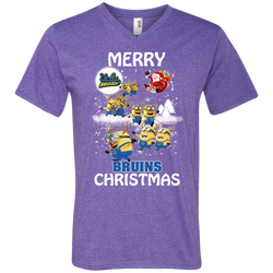 Ucla Bruins Ugly Christmas Sweaters Minions Santa Claus Merry Christmas Men's V-Neck T-Shirt - The White Eagles