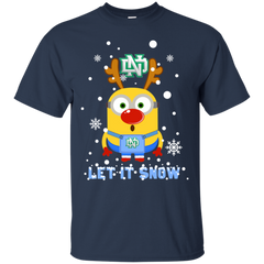 Minion North Dakota Fighting Hawks Ugly Christmas Sweaters Let It Snow Cotton T-Shirt - The White Eagles