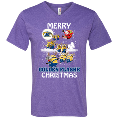 Kent State Golden Flashes Ugly Christmas Sweaters Minions Santa Claus Merry Christmas Men's V-Neck T-Shirt - The White Eagles