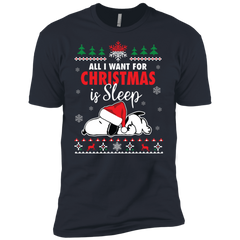 All I Want For Christmas Is Sleep Snoopy The Peanuts Movie Men's Sleeve Shirt - The White Eagles