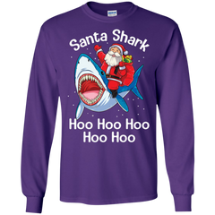 Santa Shark Hoo Hoo Hoo Hoo Hoo Christmas Ugly Christmas Sweater LS Cotton T-Shirt - The White Eagles