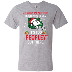 I Want For Christmas Is Staying In Bed Snoopy The Peanuts Movie Men's V-Neck T-Shirt - The White Eagles