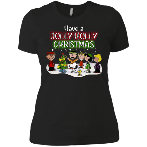 Have A Jolly Holly Christmas The Peanuts Movie Snoopy Charlie Brown Woodstock Ladies' Shirt - The White Eagles