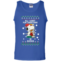 All I Want For Christmas Is Books Snoopy The Peanuts Movie Tank Top - The White Eagles