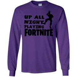 Fortnite Up All Night Playing Fortnite LS Cotton T-Shirt - The White Eagles