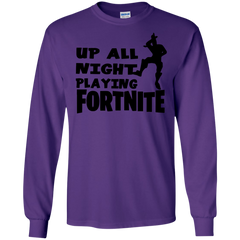 Fortnite Up All Night Playing Fortnite LS Cotton T-Shirt - The White Eagles