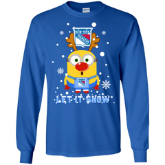 Minion New York Rangers Ugly Christmas Sweaters Let It Snow LS Cotton T-Shirt - The White Eagles