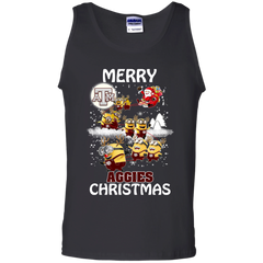 Texas A_amp_m Aggies Ugly Christmas Sweaters Minions Santa Claus Merry Christmas Tank Top - The White Eagles