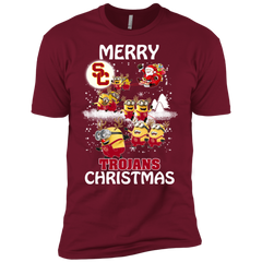 Usc Trojans Ugly Christmas Sweaters Minions Santa Claus Merry Christmas Men's Sleeve Shirt - The White Eagles