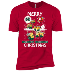 Hawaii Rainbow Warriors Ugly Christmas Sweaters Minions Santa Claus Merry Christmas Men's Sleeve Shirt - The White Eagles