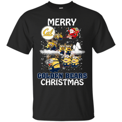 California Golden Bears Ugly Christmas Sweaters Minions Santa Claus Merry Christmas Cotton T-Shirt - The White Eagles