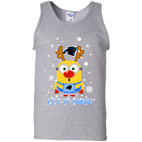 Minion Carolina Panthers Ugly Christmas Sweaters Let It Snow Tank Top - The White Eagles