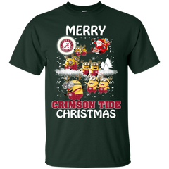 Alabama Crimson Tide T Shirts Minions Santa Claus Merry Christmas Cotton T-Shirt - The White Eagles
