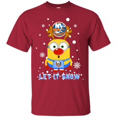 Minion New York Islanders Ugly Christmas Sweaters Let It Snow Cotton T-Shirt - The White Eagles