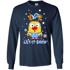 Minion Detroit Lions Ugly Christmas Sweaters Let It Snow LS Cotton T-Shirt - The White Eagles