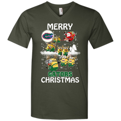 Florida Gators Ugly Christmas Sweaters Minions Santa Claus Merry Christmas Men's V-Neck T-Shirt - The White Eagles