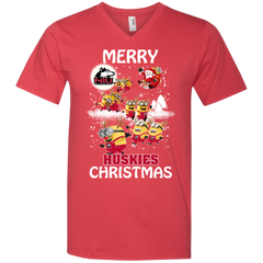 Northern Lllinois Huskies Ugly Christmas Sweaters Minions Santa Claus Merry Christmas Men's V-Neck T-Shirt - The White Eagles