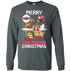 Arkansas State Red Wolves T Shirts Minions Santa Claus Merry Christmas LS Cotton T-Shirt - The White Eagles