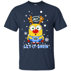 Minion New York Jets Ugly Christmas Sweaters Let It Snow Cotton T-Shirt - The White Eagles