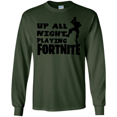 Fortnite Up All Night Playing Fortnite LS Cotton T-Shirt - The White Eagles