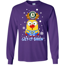 Minion Oakland Athl  Ugly Christmas Sweaters Let It Snow LS Cotton T-Shirt - The White Eagles