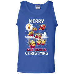 Arizona State Sun Devils T Shirts Minions Santa Claus Merry Christmas Tank Top - The White Eagles