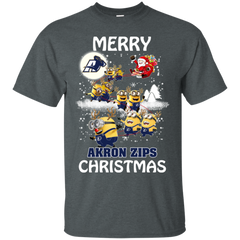 Akron Zips Ugly Christmas Sweaters Minions Santa Claus Merry Christmas Cotton T-Shirt - The White Eagles