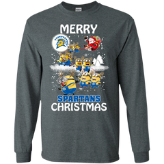 San Jose State Spartans Ugly Christmas Sweaters Minions Santa Claus Merry Christmas LS Cotton T-Shirt - The White Eagles