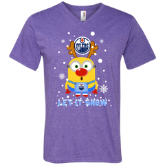 Minion Edmonton Oilers Ugly Christmas Sweaters Let It Snow Men's V-Neck T-Shirt - The White Eagles