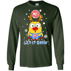 Minion Atlanta Hawks Ugly Christmas Sweaters Let It Snow LS Cotton T-Shirt - The White Eagles