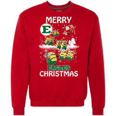Eastern Michigan Eagles Ugly Christmas Sweaters Minions Santa Claus Merry Christmas Sweatshirt - The White Eagles