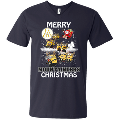 Appalachian State Mountaineers T Shirts Minions Santa Claus Merry Christmas Men's V-Neck T-Shirt - The White Eagles
