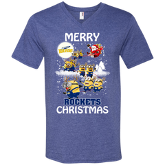 Toledo Rockets Ugly Christmas Sweaters Minions Santa Claus Merry Christmas Men's V-Neck T-Shirt - The White Eagles