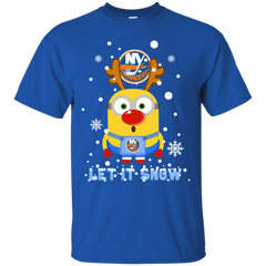 Minion New York Islanders Ugly Christmas Sweaters Let It Snow Cotton T-Shirt - The White Eagles