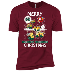 Hawaii Rainbow Warriors Ugly Christmas Sweaters Minions Santa Claus Merry Christmas Men's Sleeve Shirt - The White Eagles