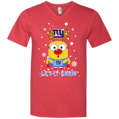 Minion New York Giants Ugly Christmas Sweaters Let It Snow Men's V-Neck T-Shirt - The White Eagles
