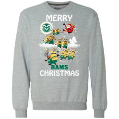 Colorado State Rams Ugly Christmas Sweaters Minions Santa Claus Merry Christmas Sweatshirt - The White Eagles