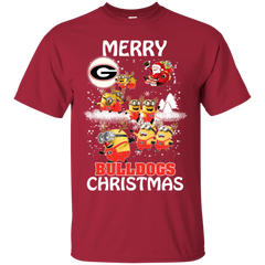 Georgia Bulldogs Ugly Christmas Sweaters Minions Santa Claus Merry Christmas Cotton T-Shirt - The White Eagles