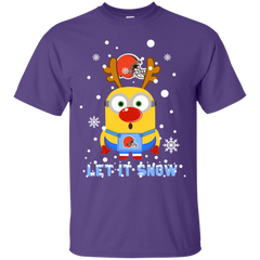 Minion Cleveland Browns Ugly Christmas Sweaters Let It Snow Cotton T-Shirt - The White Eagles
