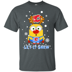 Minion Calgary Flames Ugly Christmas Sweaters Let It Snow Cotton T-Shirt - The White Eagles